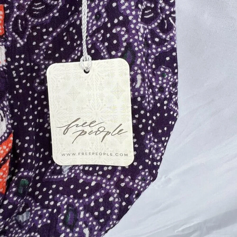 NEW Free People Suki Blouse midnight floral off the shoulder boho festival top S